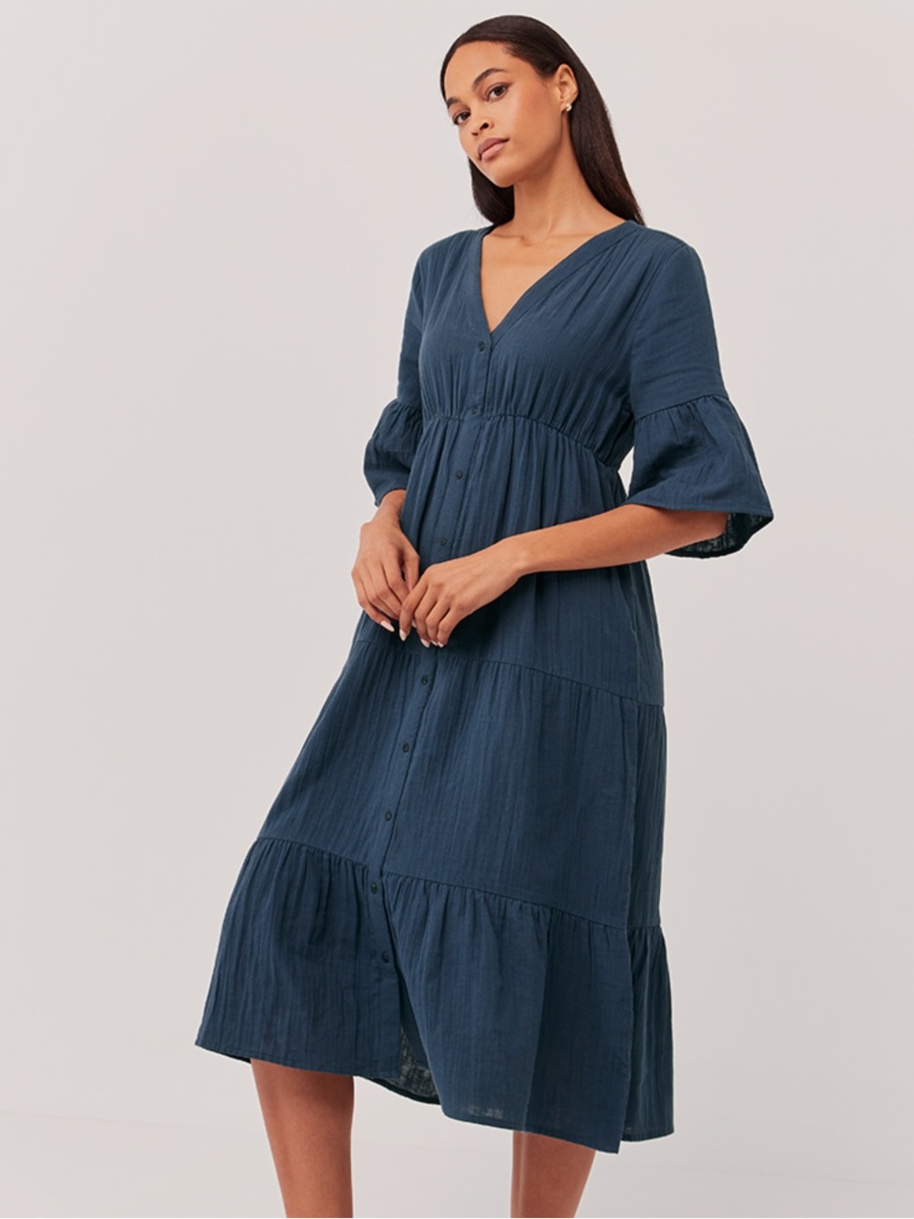 Pact The Coastal Midi Dress Size Small Organic Cotton